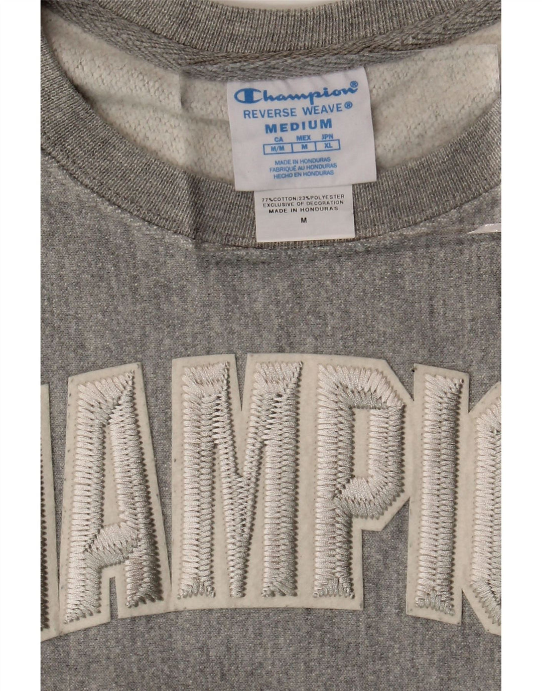 Felpa con grafica da donna CHAMPION Maglione UK 14 Cotone grigio medio