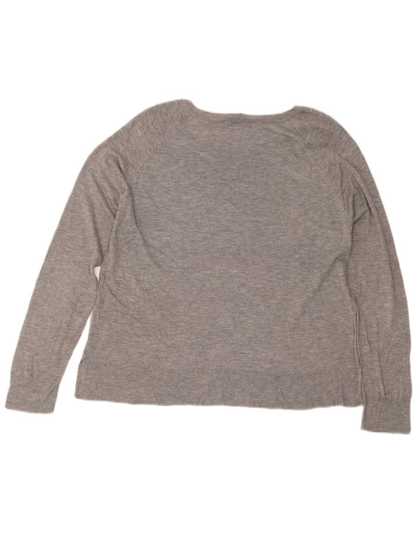 Top Blusa Donna Zara UK 14 Large Viscosa Grigia