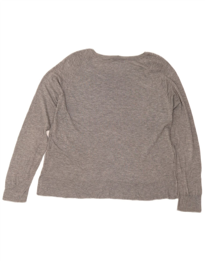 Top Blusa Donna Zara UK 14 Large Viscosa Grigia