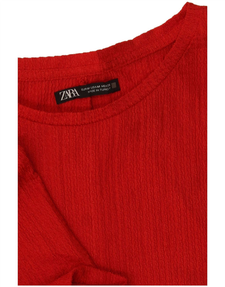 Top in camicetta da donna Zara UK 12 rosso medio