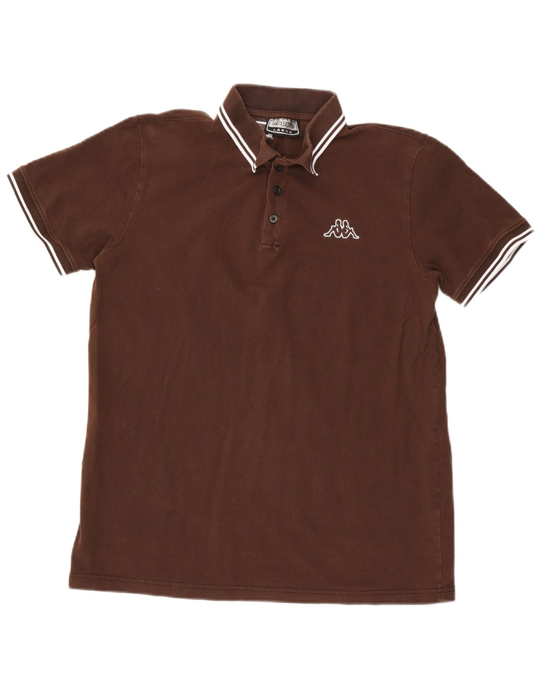 Polo Kappa Uomo Large in cotone a righe marroni