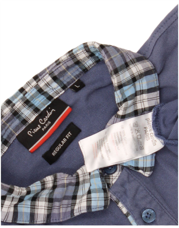 Polo da uomo dalla vestibilità regolare Pierre Cardin, in cotone a quadri blu grandi