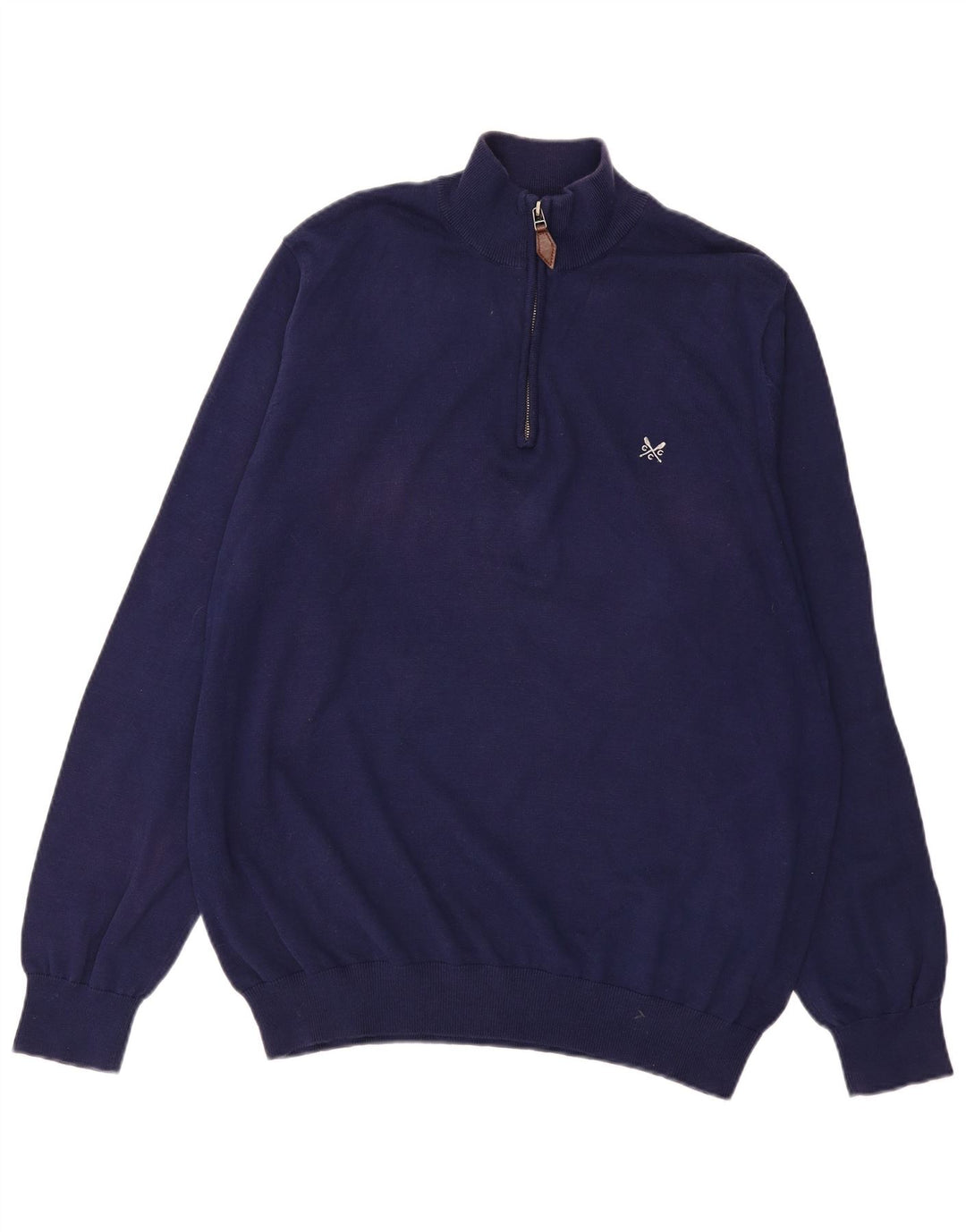 CREW CLOTHING Maglione da uomo con collo con zip 3XL cotone blu navy