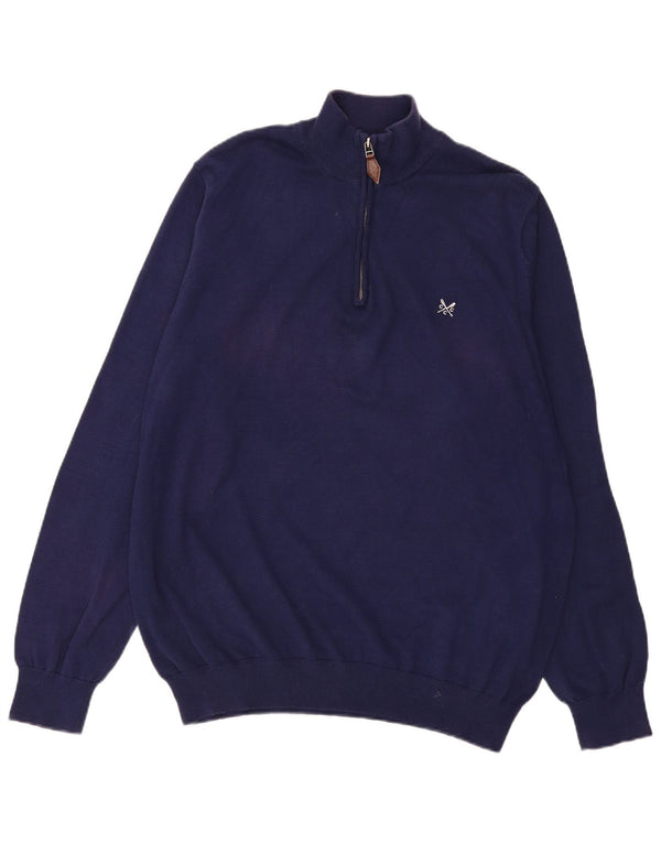 CREW CLOTHING Maglione da uomo con collo con zip 3XL cotone blu navy