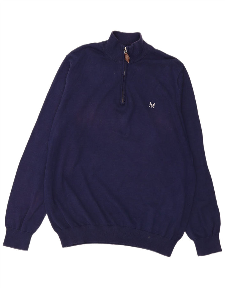 CREW CLOTHING Maglione da uomo con collo con zip 3XL cotone blu navy