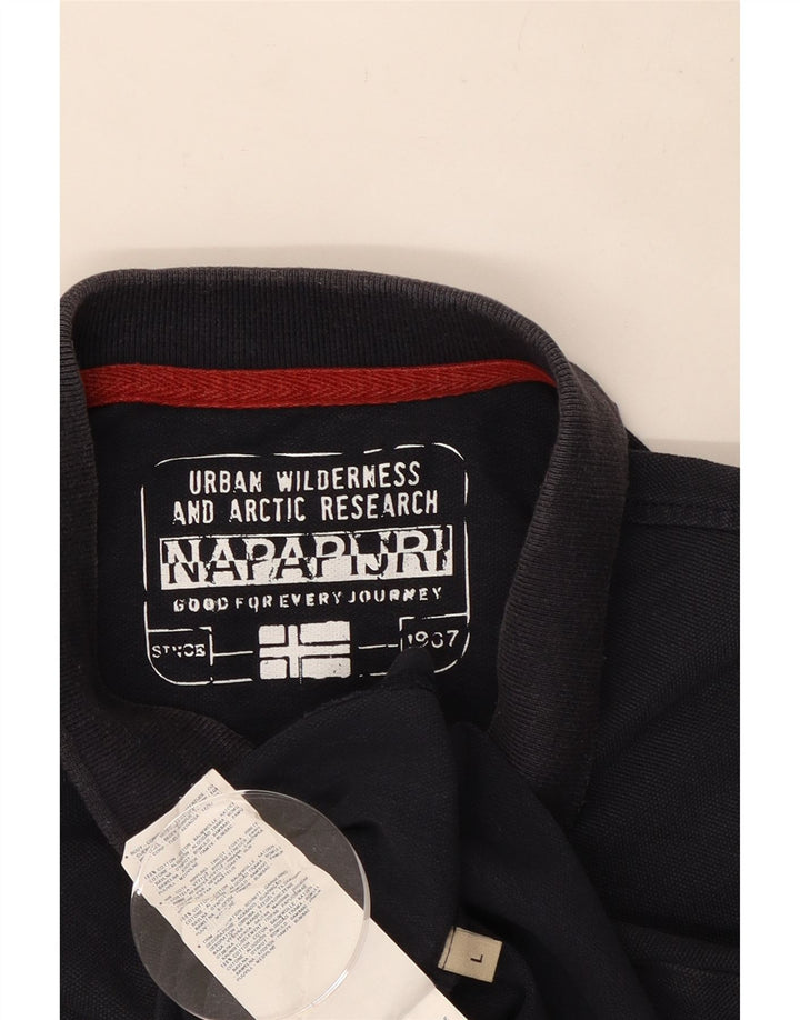Polo da uomo Napapijri grande in cotone blu navy