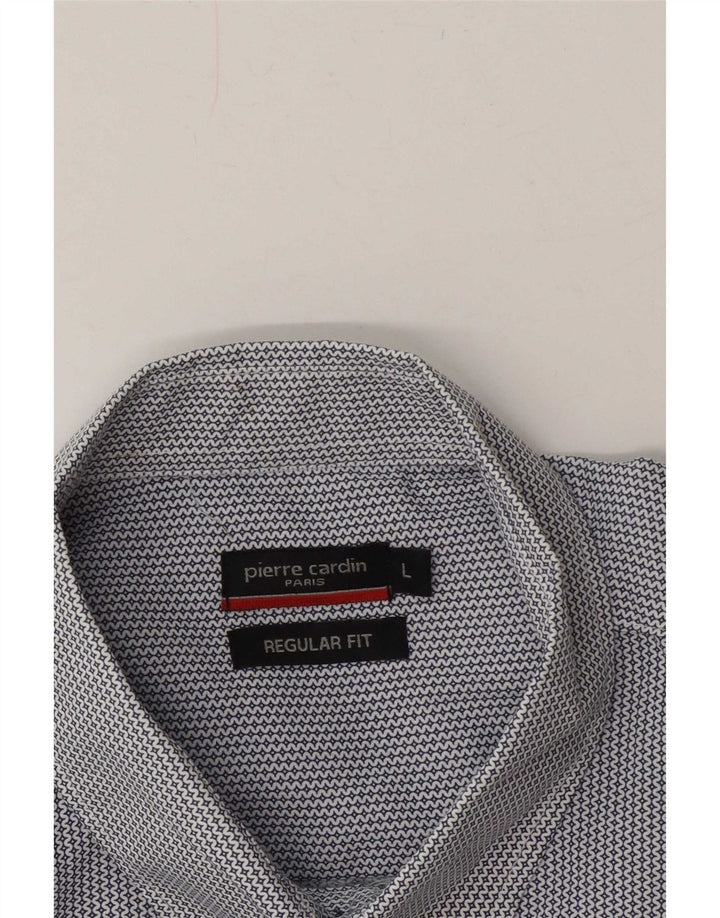 Camicia da uomo a maniche corte, vestibilità regolare, Pierre Cardin, grande, blu navy, chevron