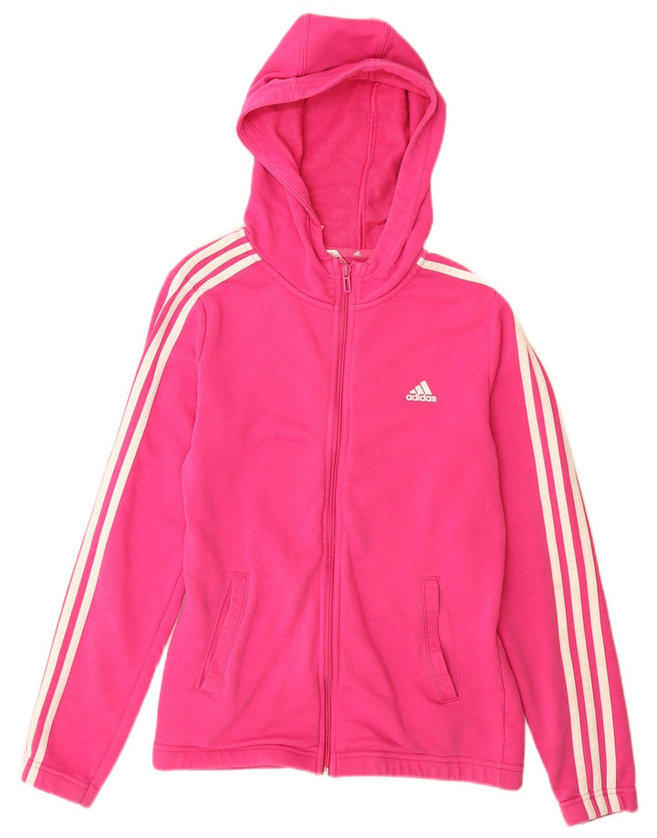 Felpa con cappuccio e zip ADIDAS per ragazze 14-15 anni in cotone rosa