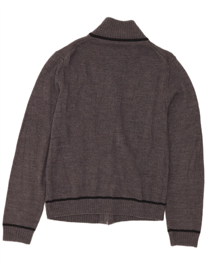 CALVIN KLEIN JEANS Maglione cardigan da donna UK 10 Piccolo grigio in lana vergine