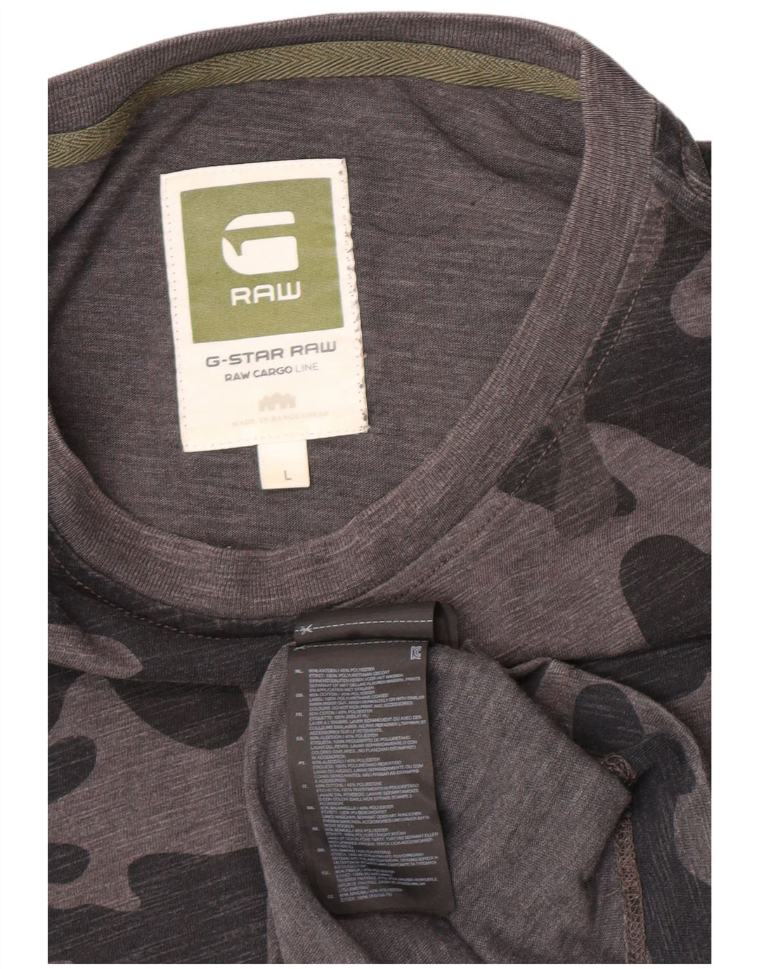 T-shirt da uomo G-Star Top grande in cotone mimetico grigio