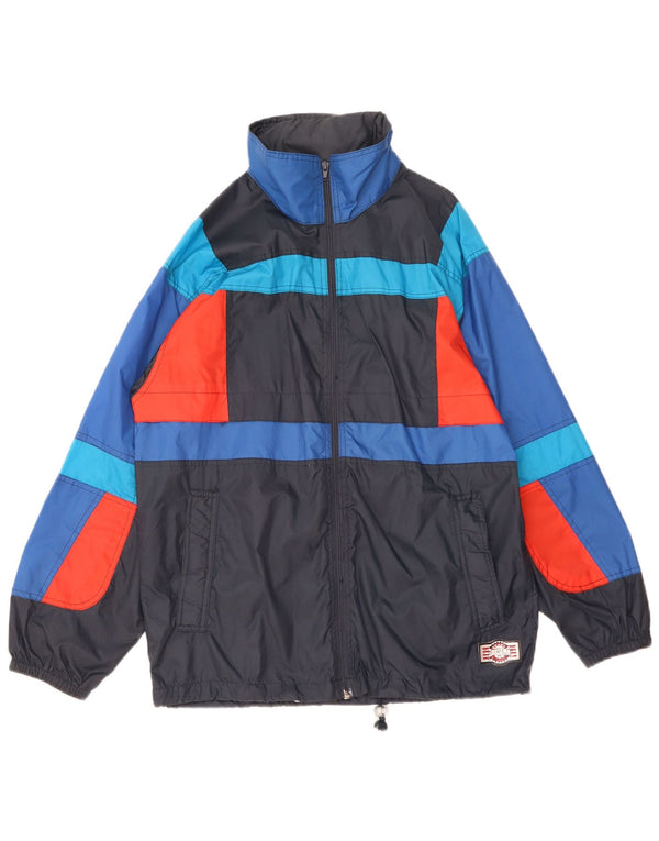 Giacca antipioggia da uomo Brugi con vestibilità ampia con cappuccio UK 36 Small Blu Navy Colourblock