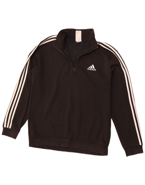 Felpa ADIDAS da uomo con zip e collo, in cotone nero medio