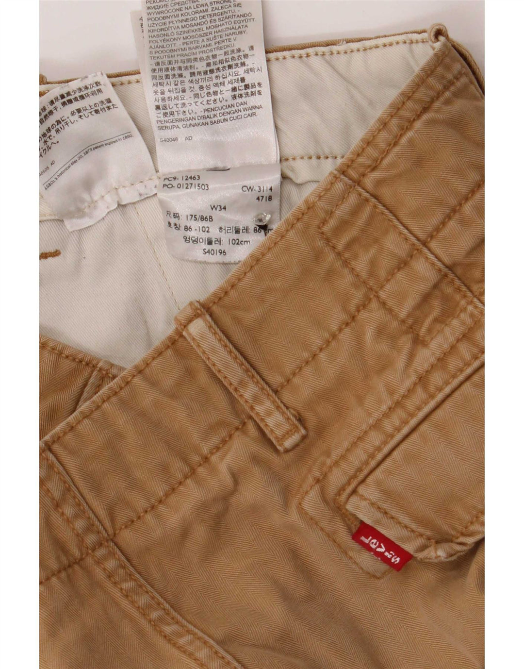 Pantaloncini cargo da uomo Levi's grandi W34 in cotone beige