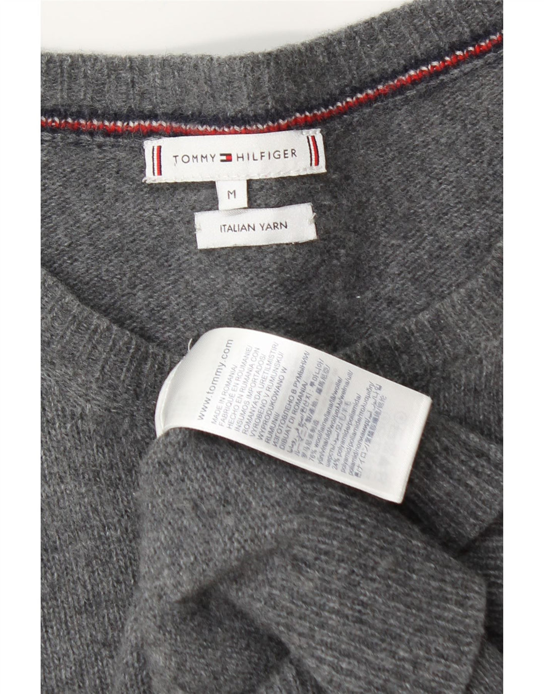 Tommy Hilfiger Donna Maglione con scollo a barca Maglione UK 14 Grigio medio a righe