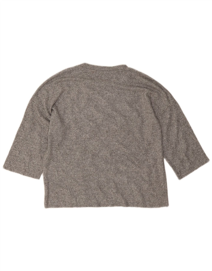 Top Zara da donna oversize manica 3/4 UK 10 piccolo grigio chiazzato