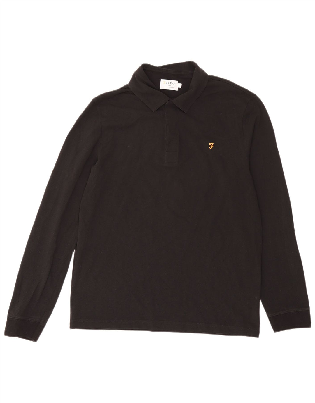 Polo da uomo a maniche lunghe Farah grande in cotone nero