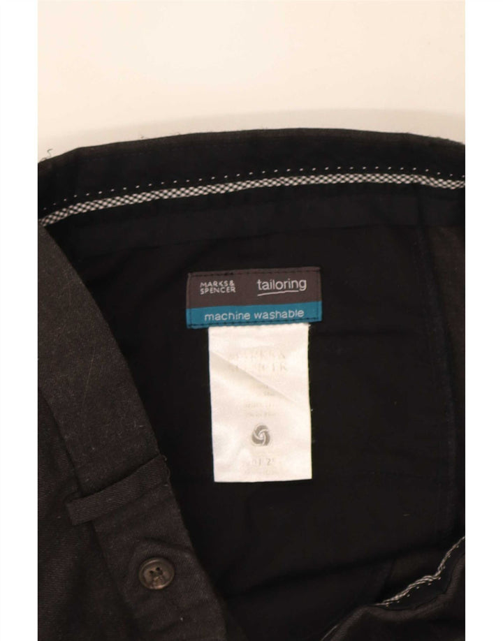 Pantaloni da abito dritti da uomo Marks & Spencer W34 L31 lana nera