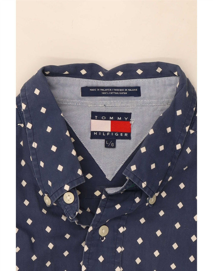 Camicia da uomo Tommy Hilfiger grande cotone maculato blu navy