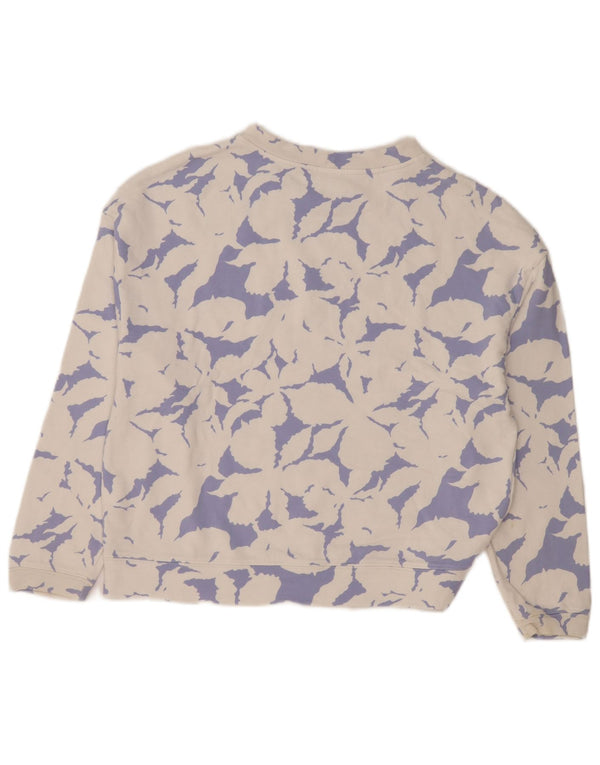 Felpa oversize da donna Benetton, maglione UK 10, piccolo cotone floreale bianco