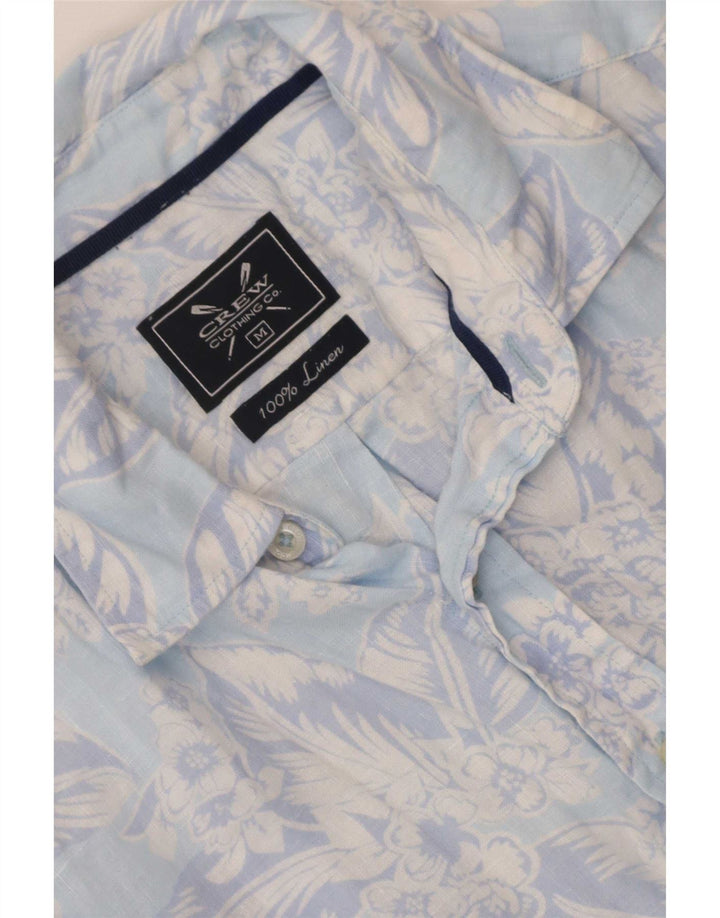 Crew Clothing Camicia a maniche corte da uomo in lino floreale blu medio