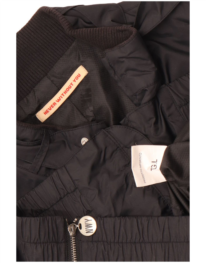 Giacca utility grafica da uomo vintage UK 40 grande nylon nero