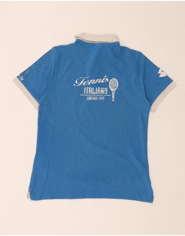 Polo da rugby grafica LOTTO da donna Italia UK 14 grande cotone blu