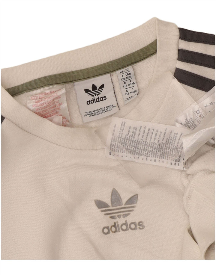 Felpa Adidas Ragazzo Maglione 11-12 Anni Cotone Bianco