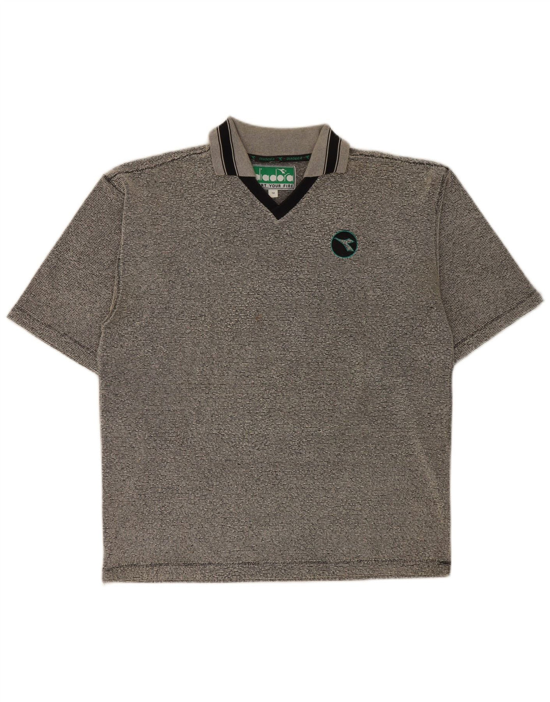 Polo Diadora Uomo Poliestere Rigato Grigio Medio