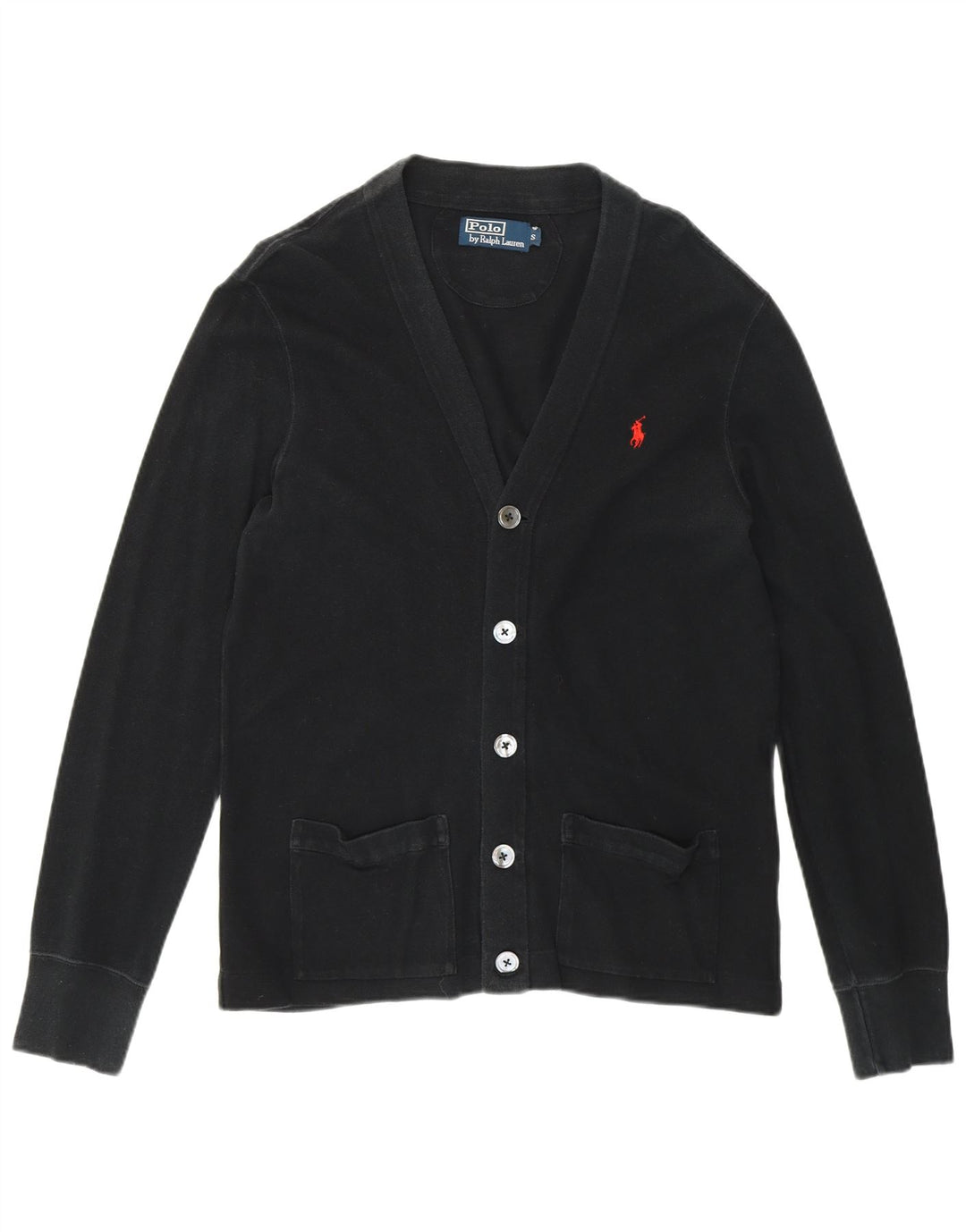 POLO RALPH LAUREN Maglione cardigan da uomo piccolo in cotone nero