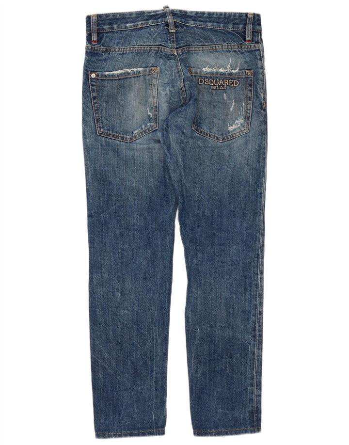 Jeans slim invecchiati da uomo Dsquared IT 46 piccolo W32 L30 cotone blu