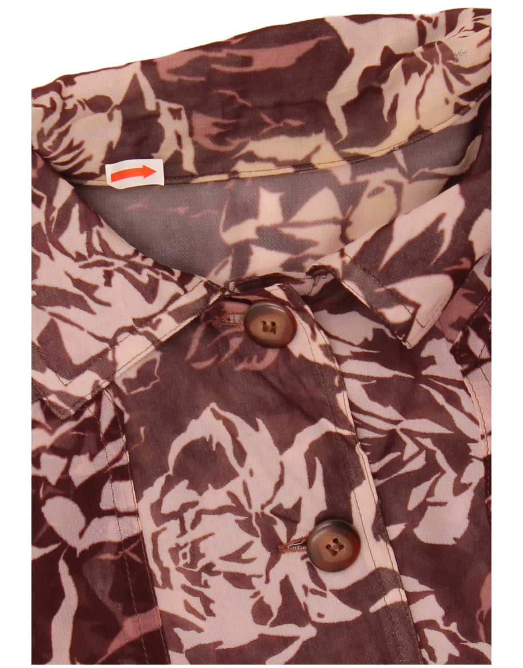 Camicetta corta da donna vintage UK 12 medio marrone floreale