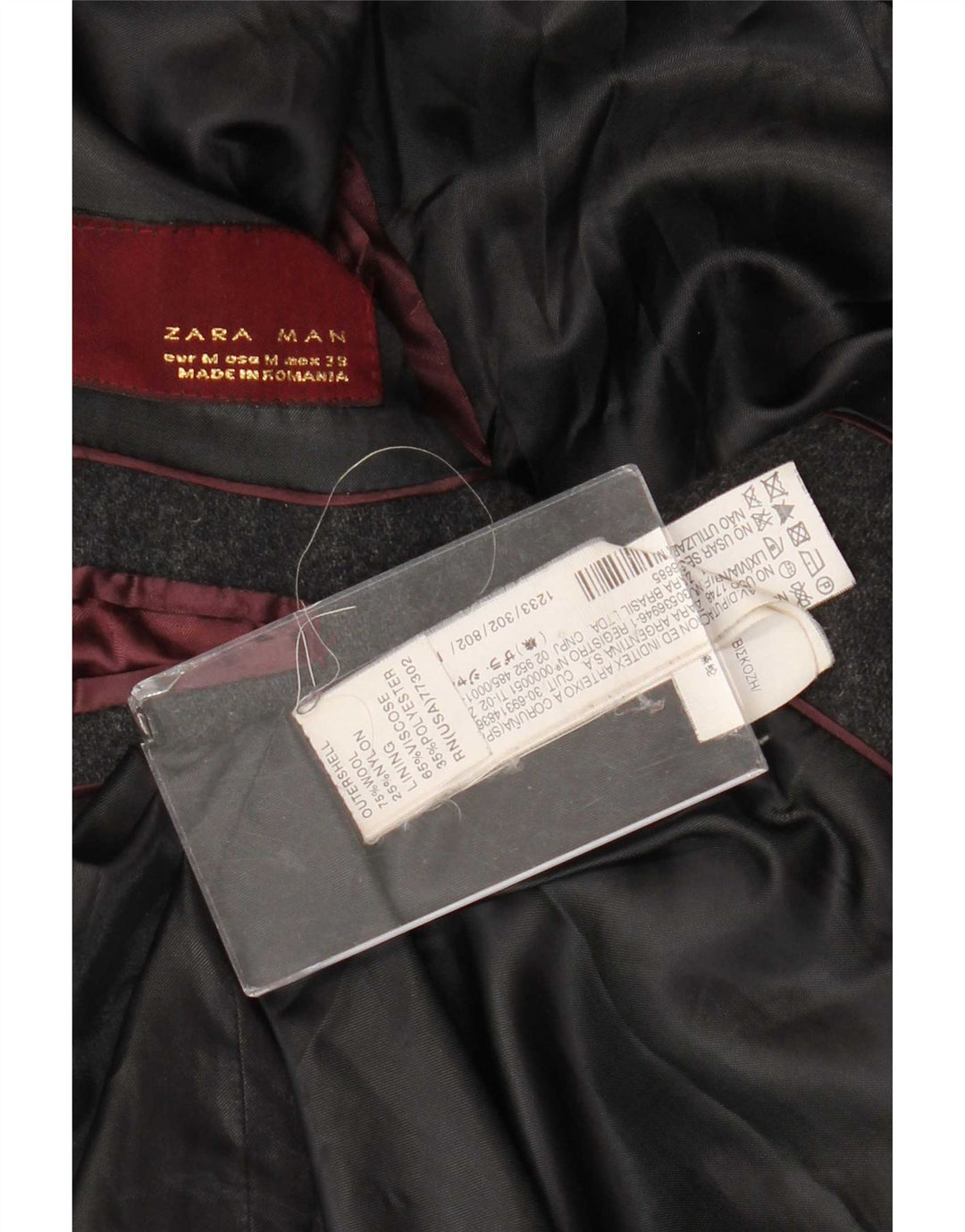 Cappotto doppiopetto da uomo Zara UK 38 Lana grigio medio