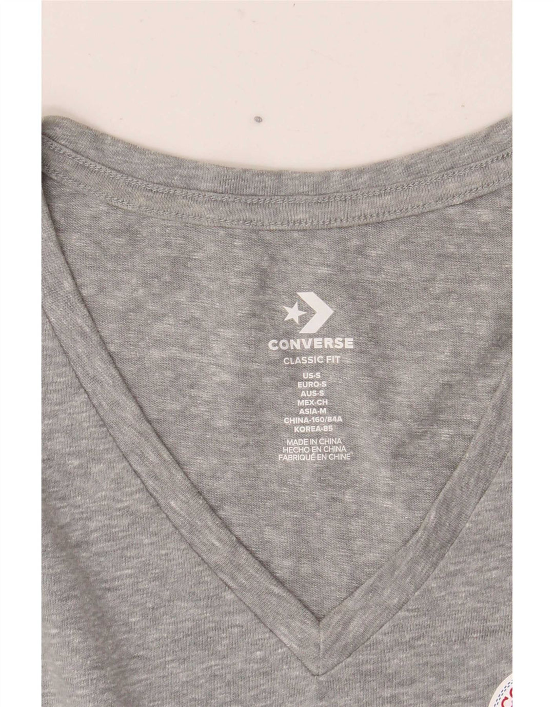 T-shirt Converse da donna dalla vestibilità classica, taglia UK 10, piccola, grigia chiazzata