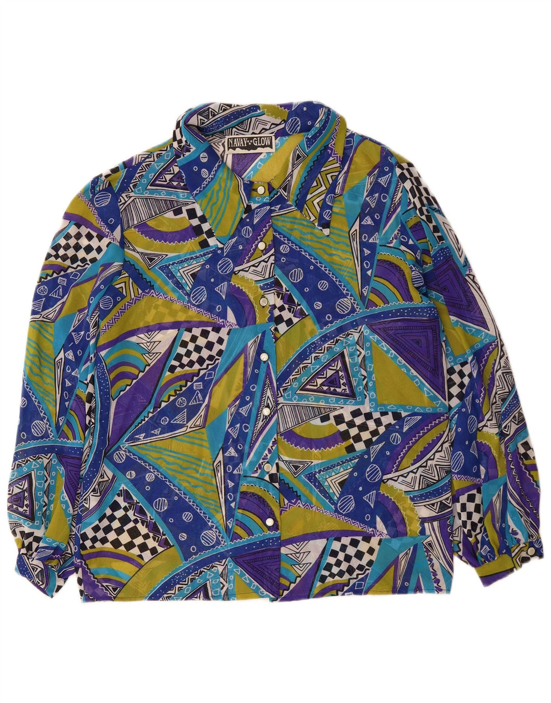 Camicetta da donna VINTAGE IT 42 Poliestere geometrico blu medio