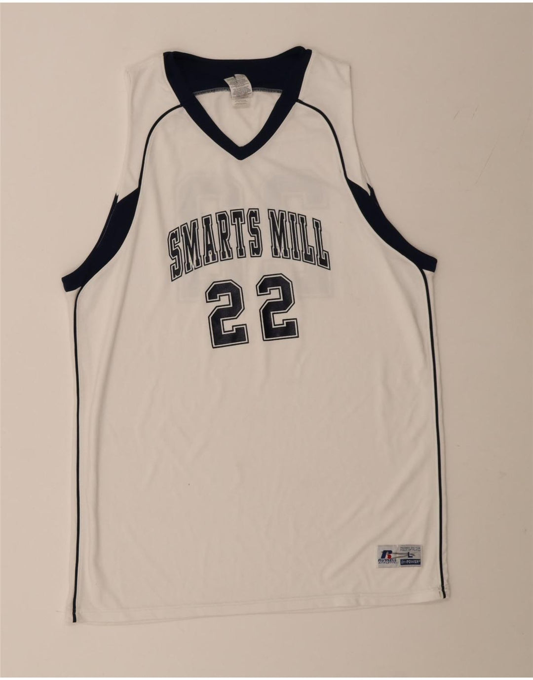 Canotta grafica da uomo Russell Athletic, grande, in poliestere color block bianco