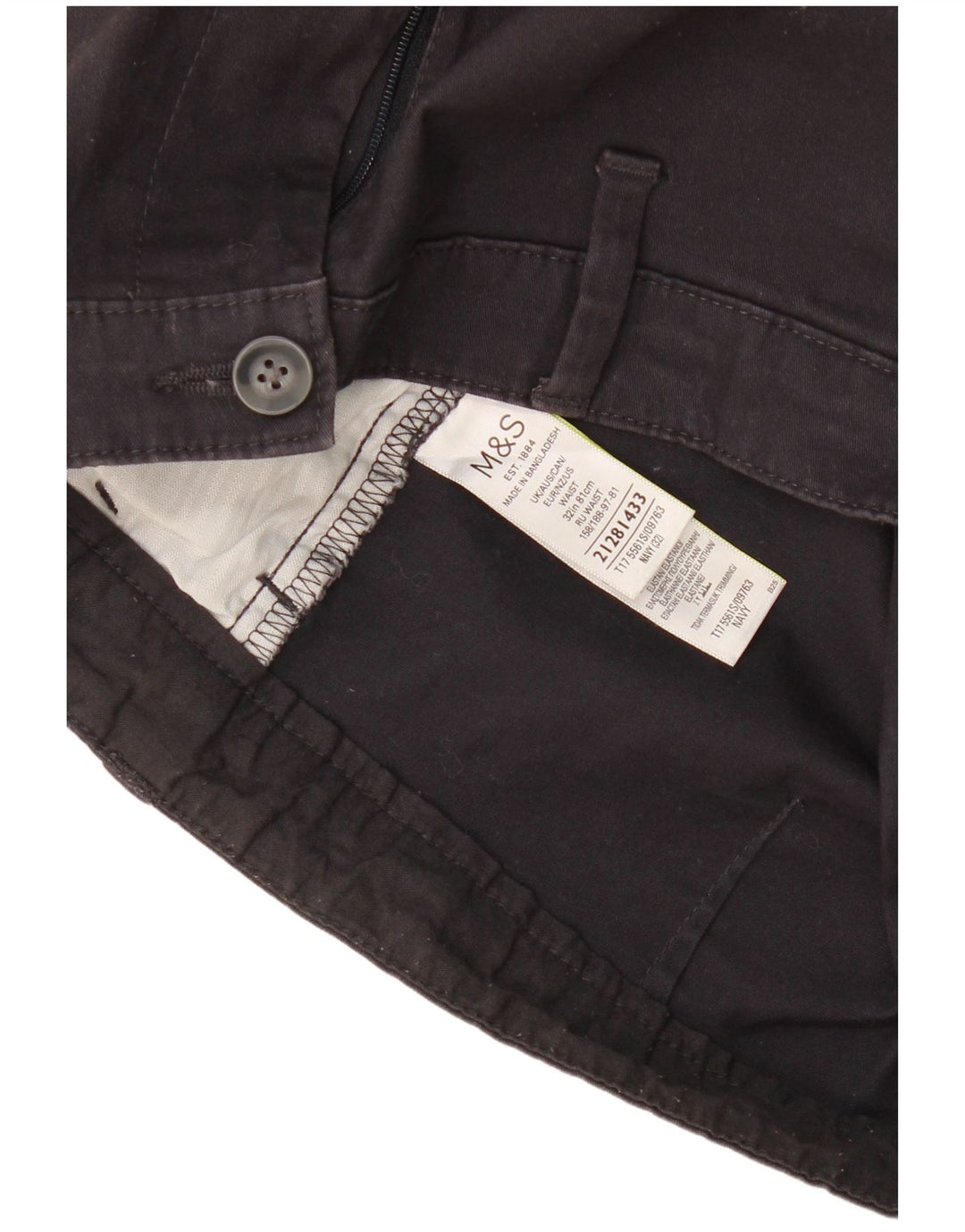 Pantaloncini chino da uomo Marks & Spencer W32 cotone blu navy medio