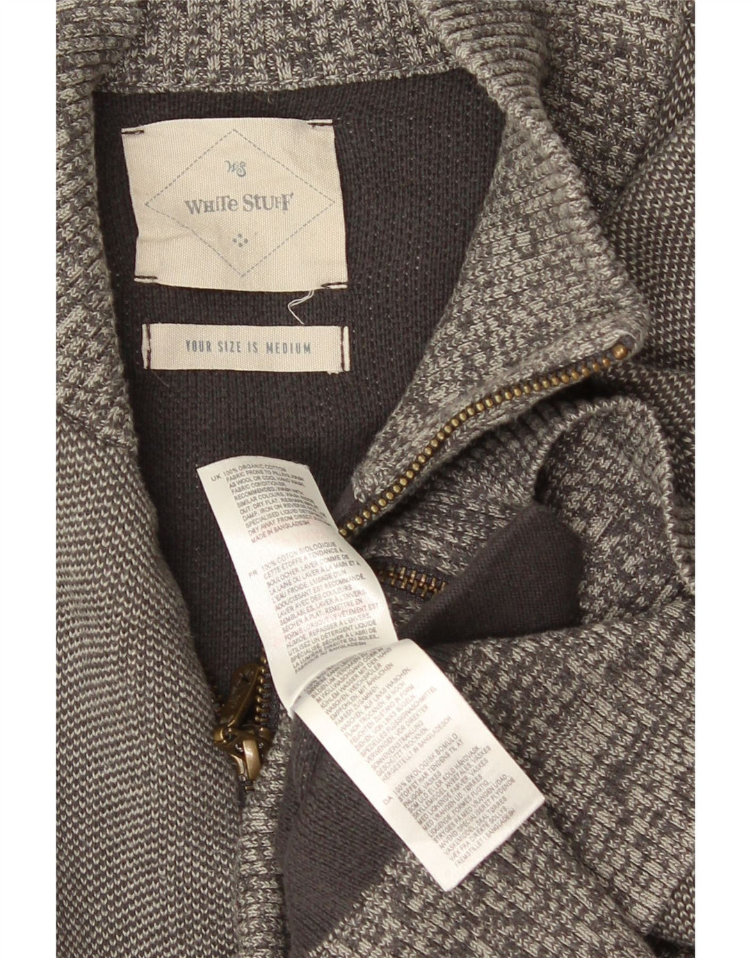 Maglione cardigan da uomo White Stuff in cotone grigio medio