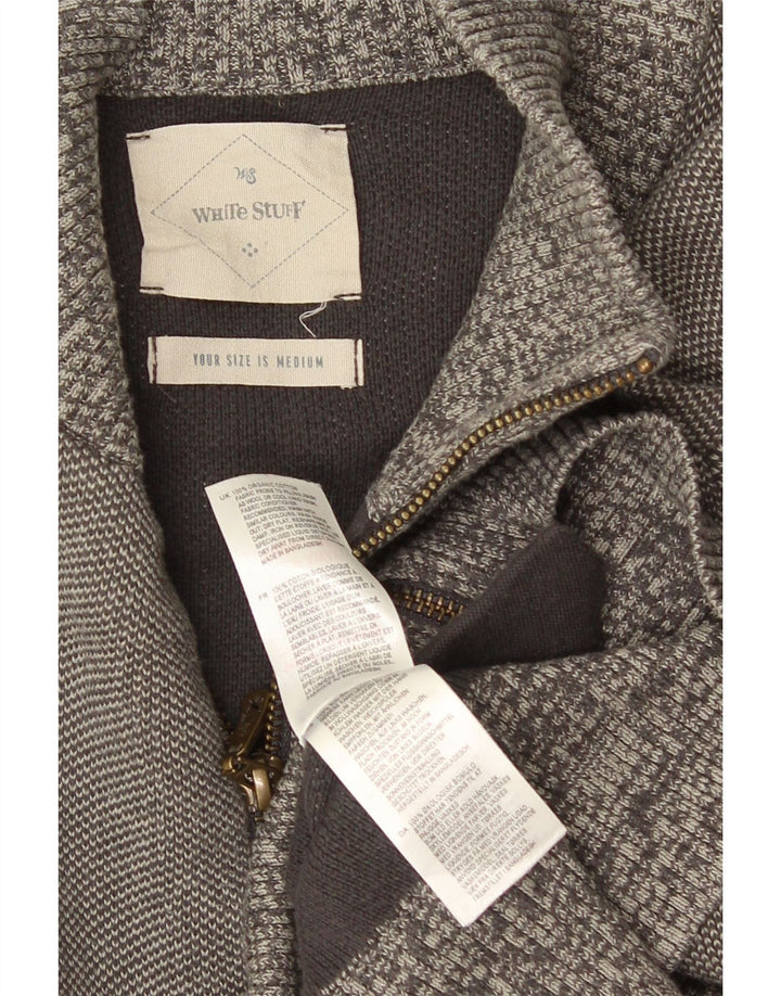 Maglione cardigan da uomo White Stuff in cotone grigio medio