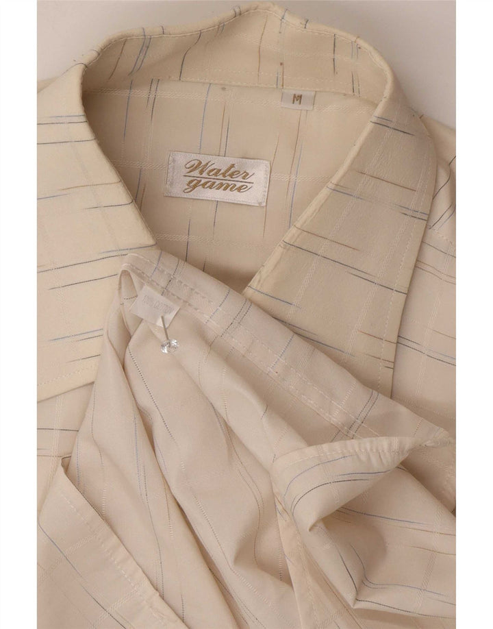 Camicia da uomo vintage in cotone gessato bianco medio