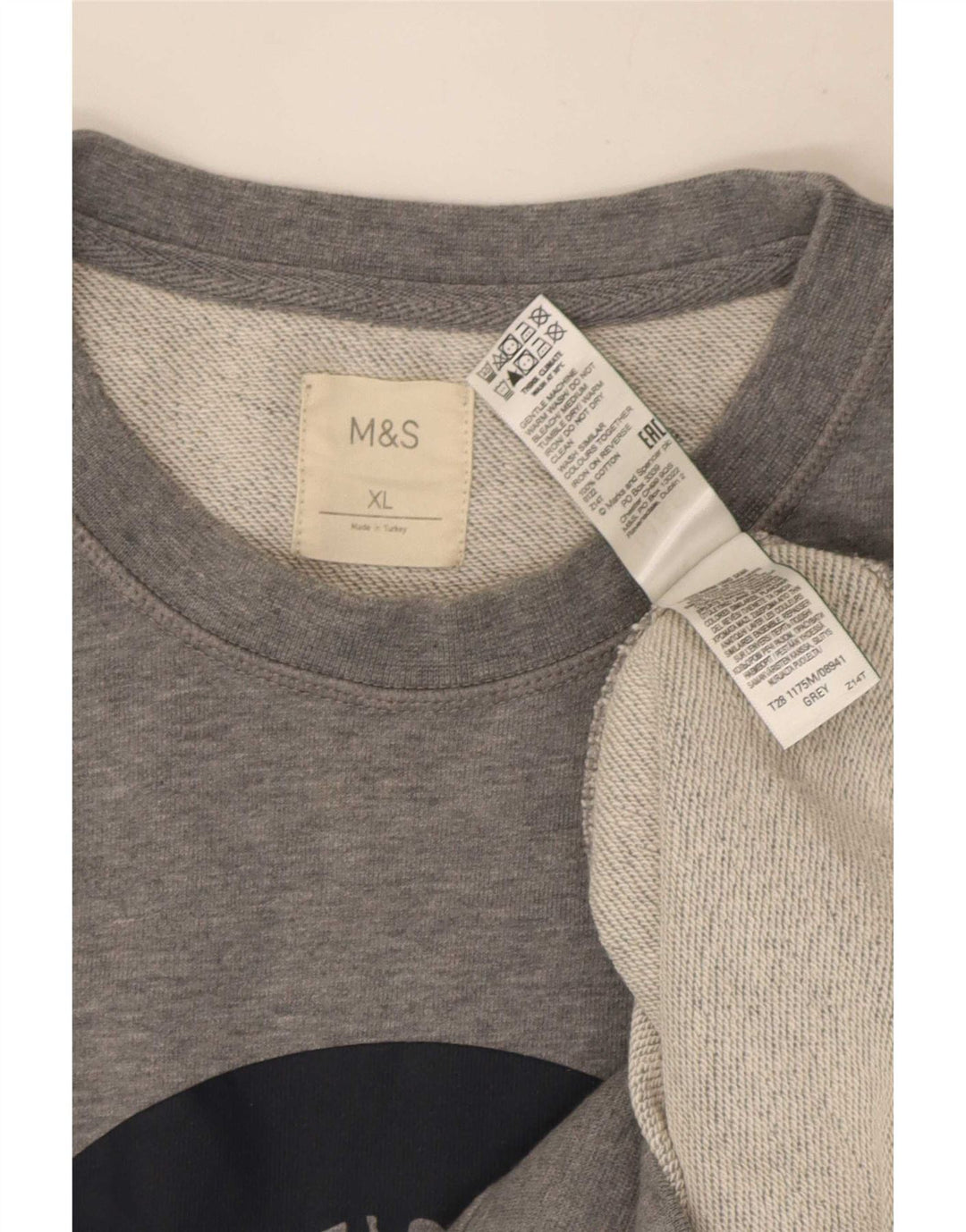 Felpa grafica da uomo Marks & Spencer maglione XL cotone grigio