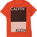 CALVIN KLEIN Mens Graphic T-Shirt Top Medium Orange Colourblock Cotton Vintage Calvin Klein and Second-Hand Calvin Klein from Messina Hembry 