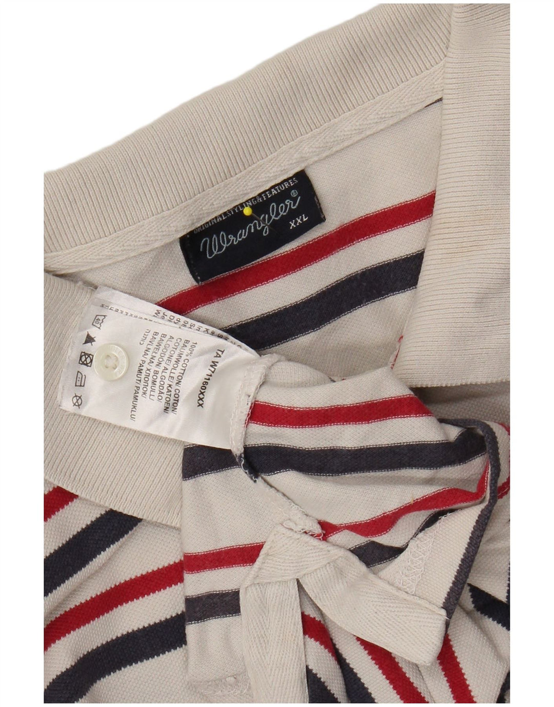 Polo WRANGLER da bambino 15-16 anni 2XL cotone a righe bianche