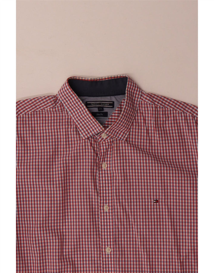 TOMMY HILFIGER Camicia slim fit da uomo 2XL Cotone a quadretti rosso