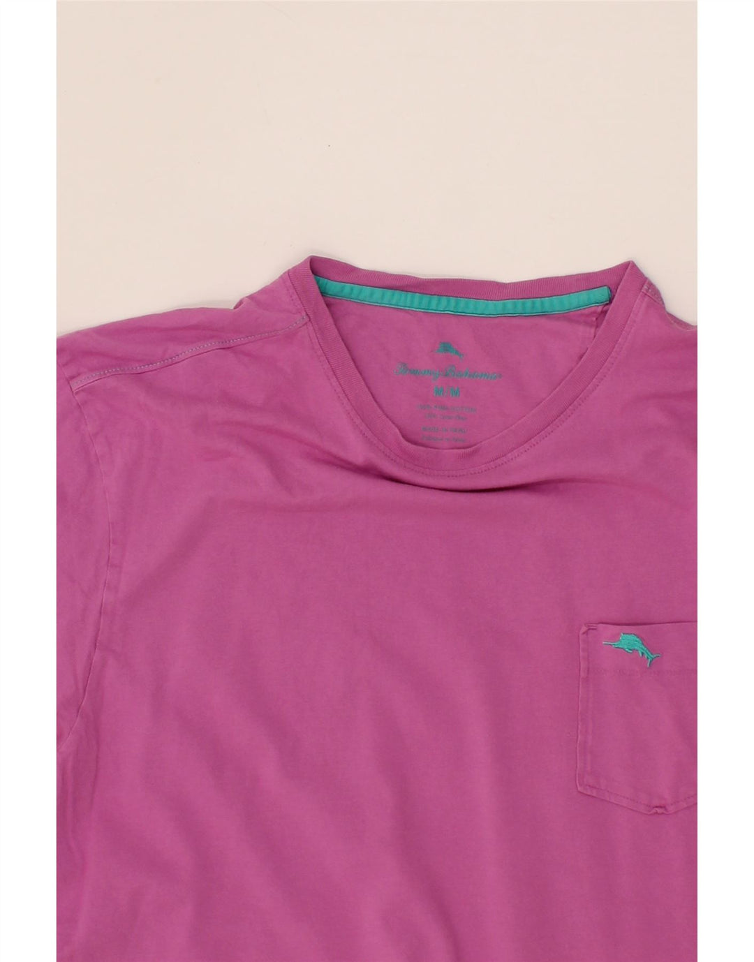 TOMMY BAHAMA Mens T-Shirt Top Medium Pink Cotton Vintage Tommy Bahama and Second-Hand Tommy Bahama from Messina Hembry 