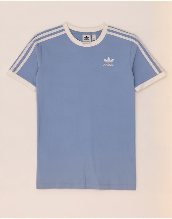 Adidas Womens T-Shirt Top UK 8 Small Blue Cotton
