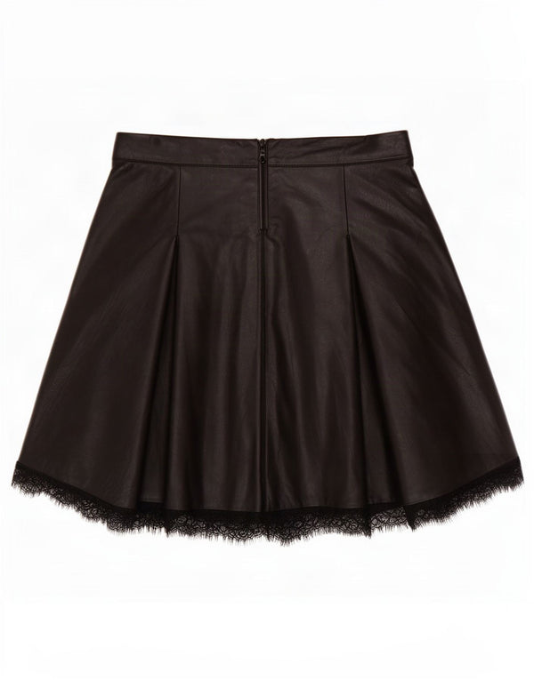 Gonna svasata da donna in ecopelle Zara XS W24 poliuretano nero