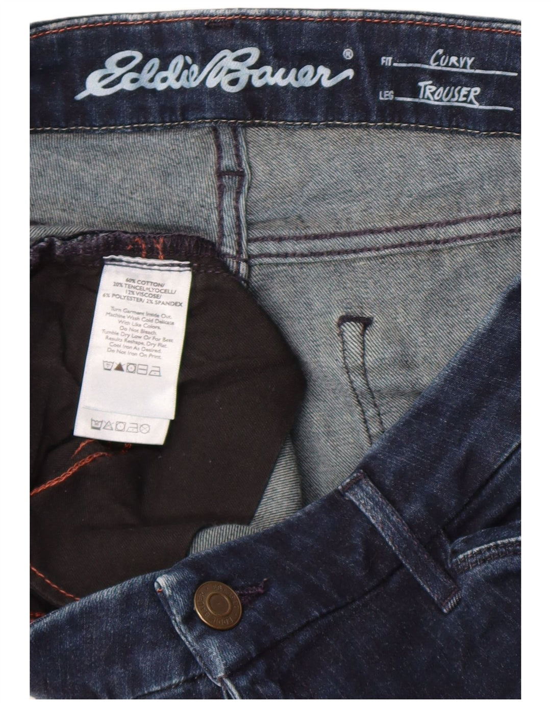 Jeans bootcut curvy da donna Eddie Bauer W32 L28 cotone blu navy