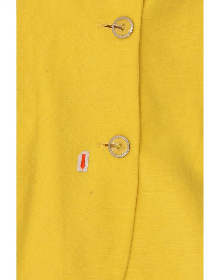 Giacca blazer da donna a maniche corte a 2 bottoni VINTAGE UK 12 giallo medio