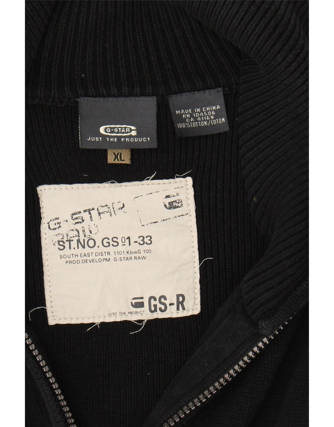 G-STAR Mens Graphic Cardigan Sweater XL Black Cotton