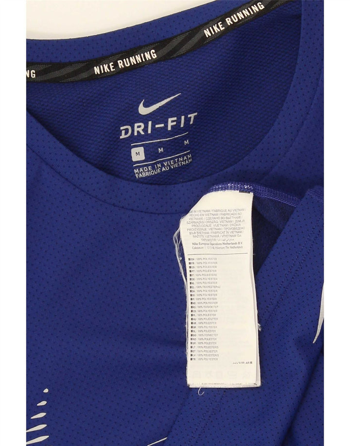 T-shirt grafica Nike Dri Fit da uomo, top in poliestere blu medio